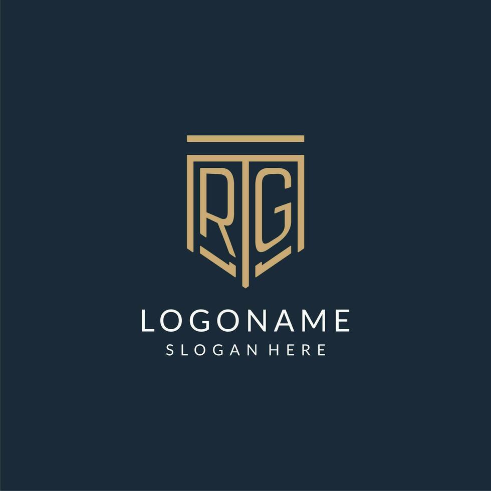 Initial RG shield logo monoline style, modern and luxury monogram logo design vector