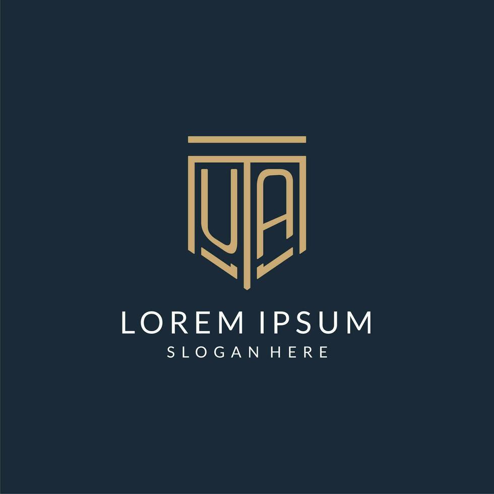 Initial UA shield logo monoline style, modern and luxury monogram logo design vector