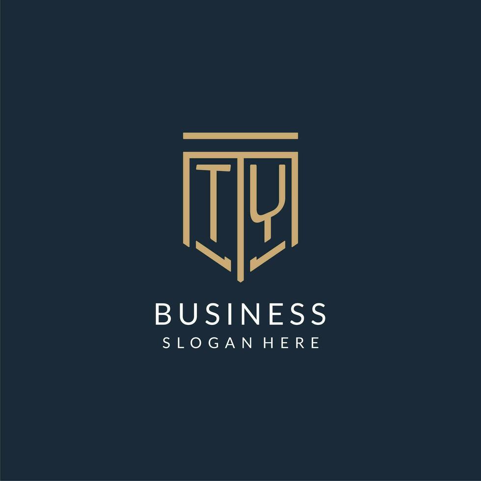 Initial TY shield logo monoline style, modern and luxury monogram logo design vector
