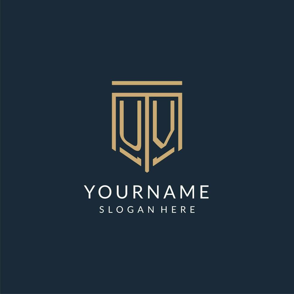 Initial UV shield logo monoline style, modern and luxury monogram logo design vector