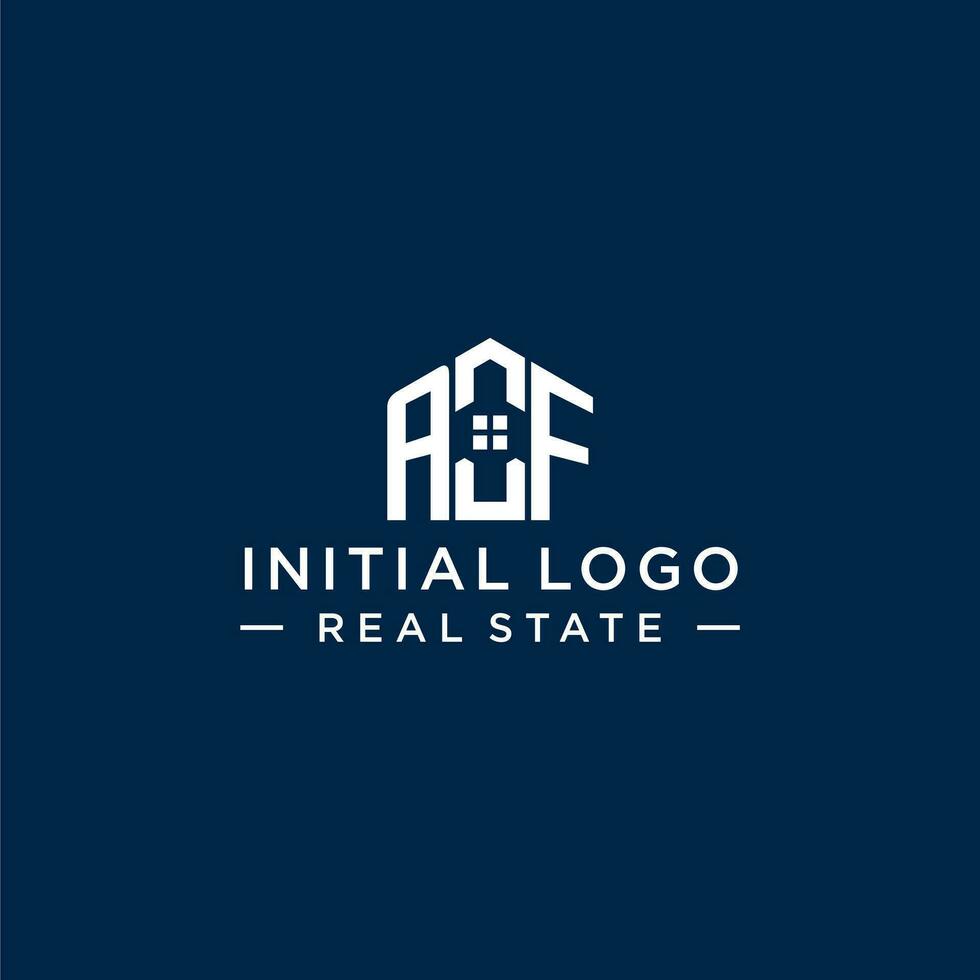 Initial letter AF monogram logo with abstract house shape, simple and modern real estate logo design vector