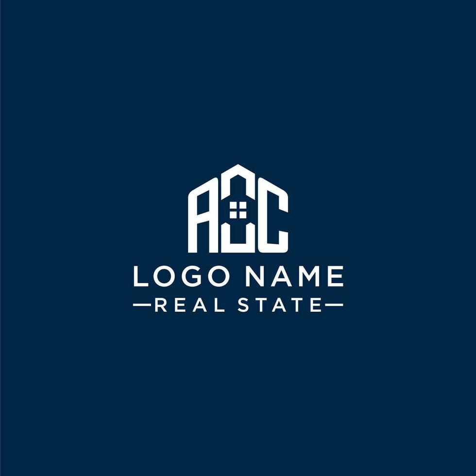 Initial letter AC monogram logo with abstract house shape, simple and modern real estate logo design vector
