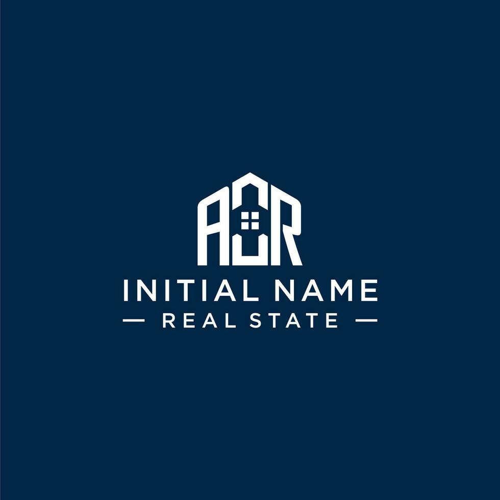 Initial letter AR monogram logo with abstract house shape, simple and modern real estate logo design vector