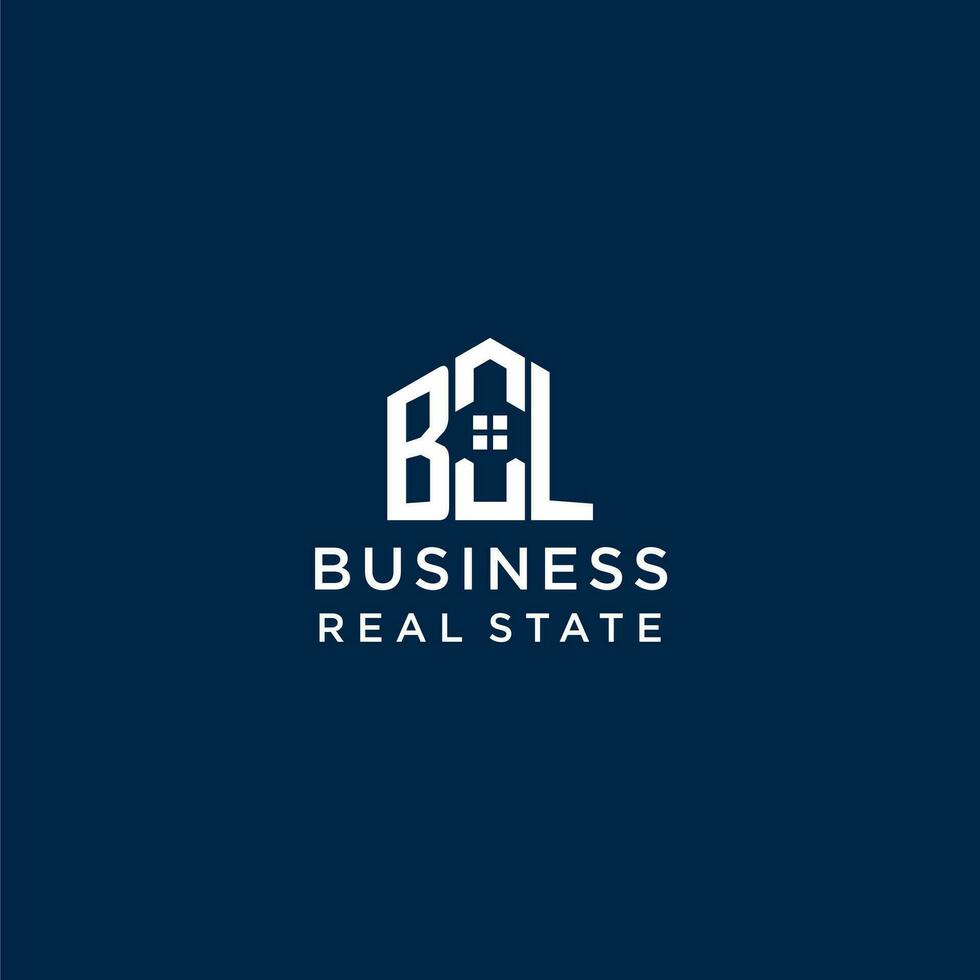 Initial letter BL monogram logo with abstract house shape, simple and modern real estate logo design vector