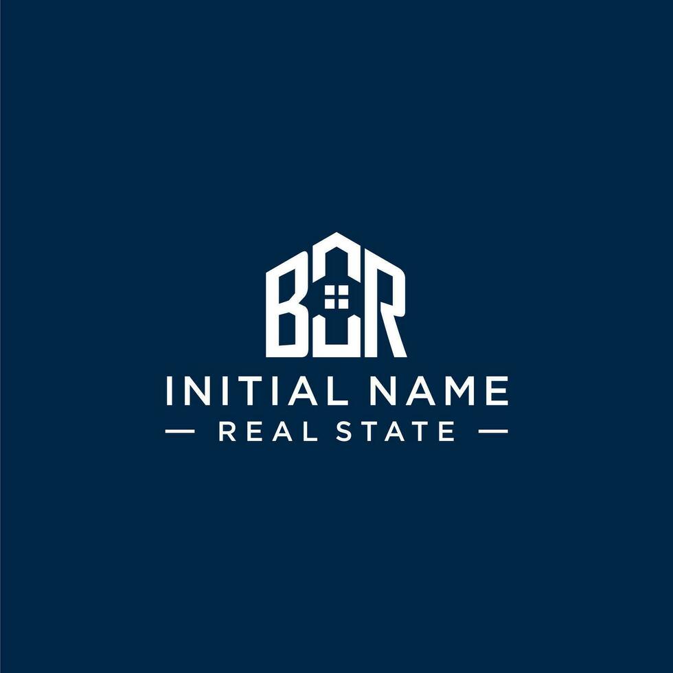 Initial letter BR monogram logo with abstract house shape, simple and modern real estate logo design vector