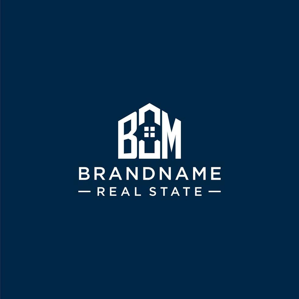 Initial letter BM monogram logo with abstract house shape, simple and modern real estate logo design vector