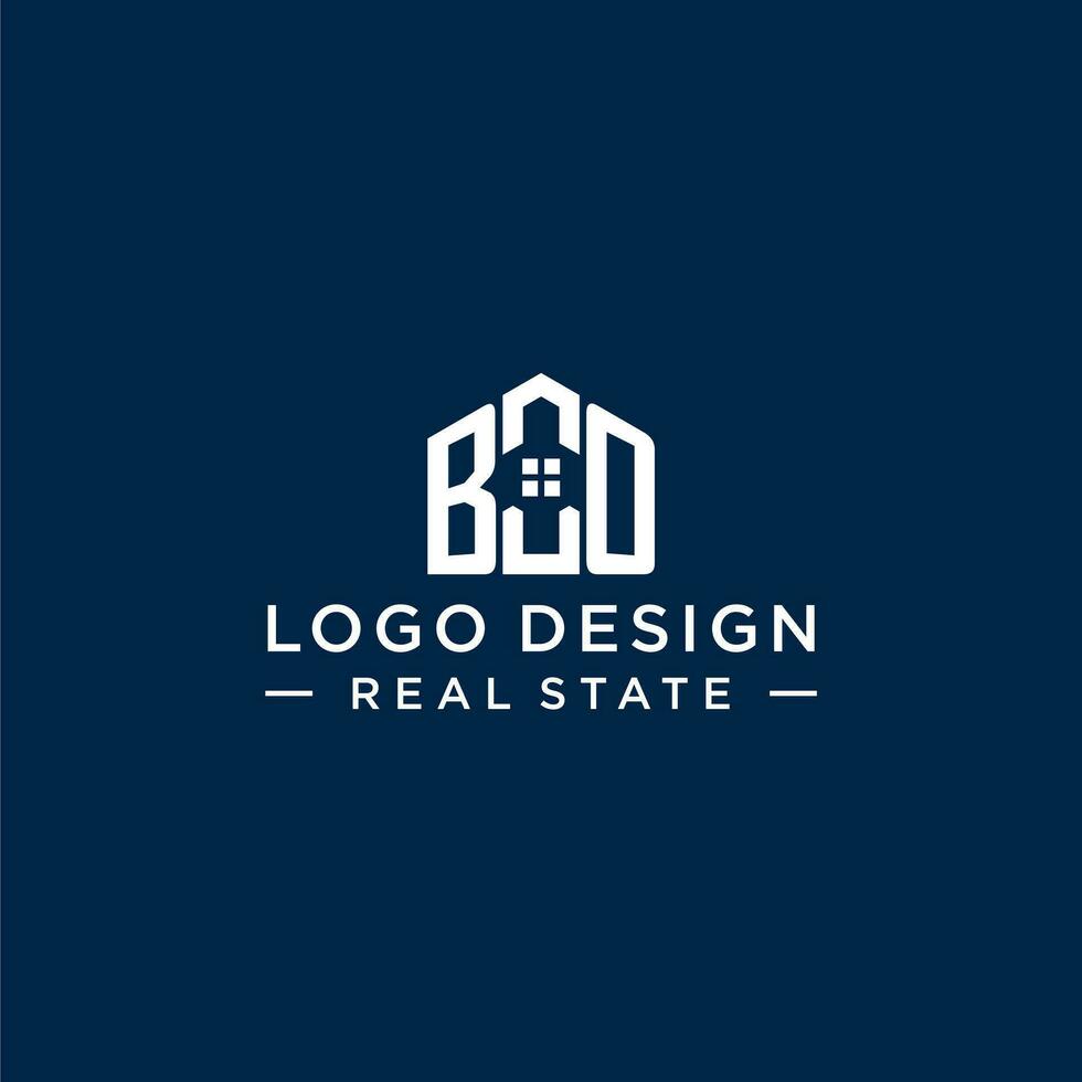 Initial letter BO monogram logo with abstract house shape, simple and modern real estate logo design vector
