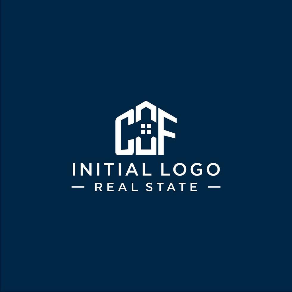 Initial letter CF monogram logo with abstract house shape, simple and modern real estate logo design vector