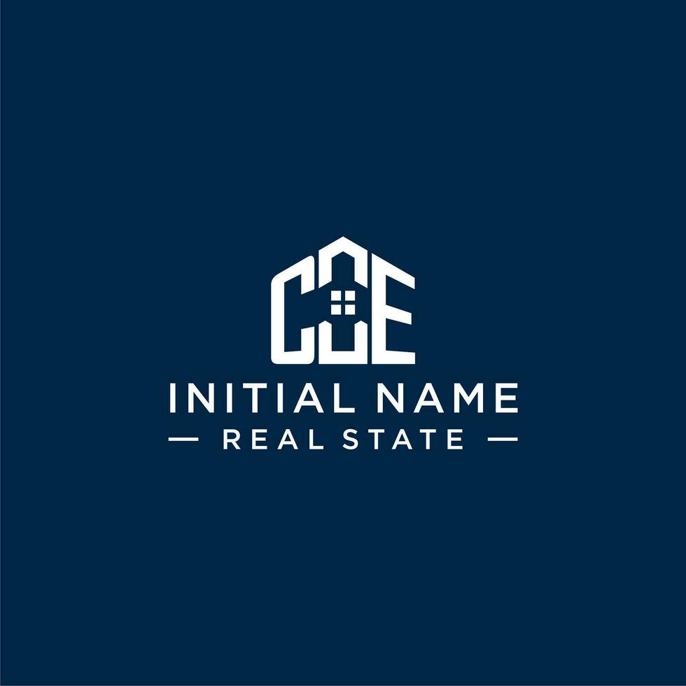 inicial letra ce monograma logo con resumen casa forma, sencillo y moderno real inmuebles logo diseño vector