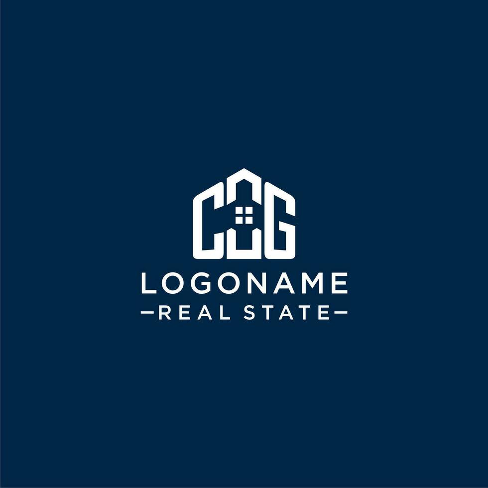Initial letter CG monogram logo with abstract house shape, simple and modern real estate logo design vector