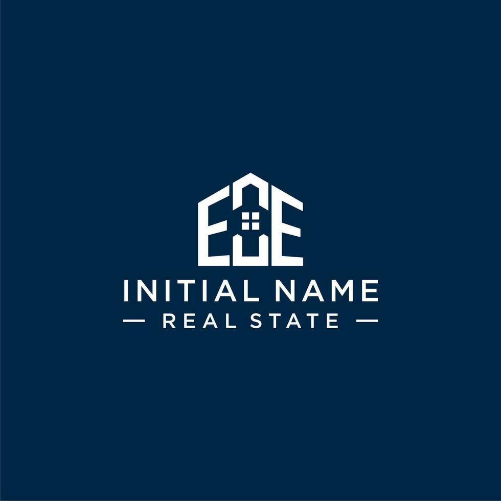 Initial letter EE monogram logo with abstract house shape, simple and modern real estate logo design vector