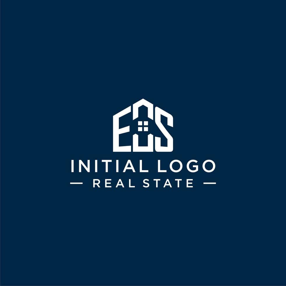 inicial letra es monograma logo con resumen casa forma, sencillo y moderno real inmuebles logo diseño vector