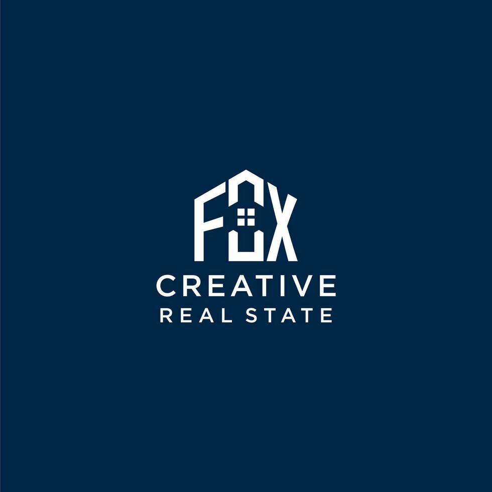 Initial letter FX monogram logo with abstract house shape, simple and modern real estate logo design vector