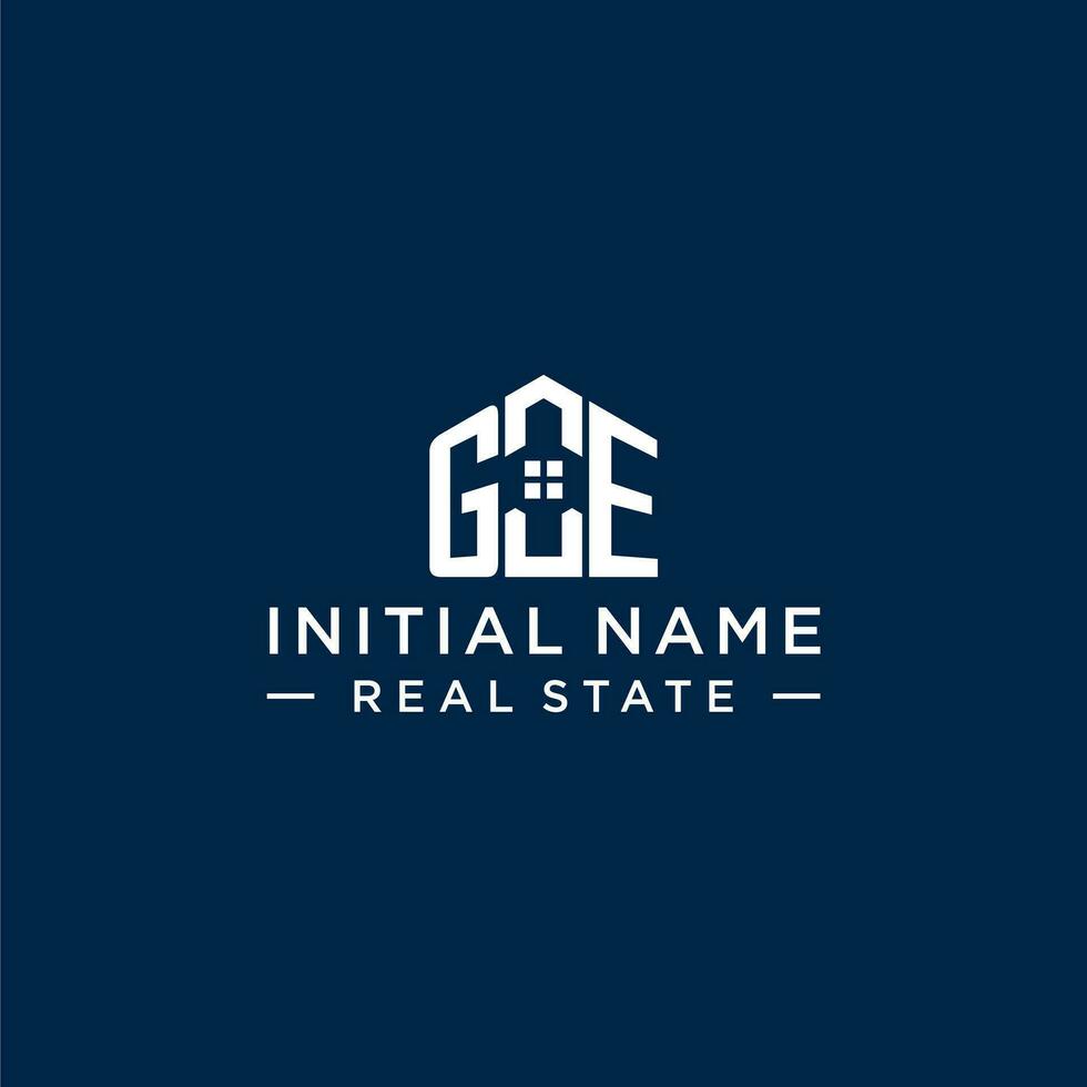 inicial letra ge monograma logo con resumen casa forma, sencillo y moderno real inmuebles logo diseño vector