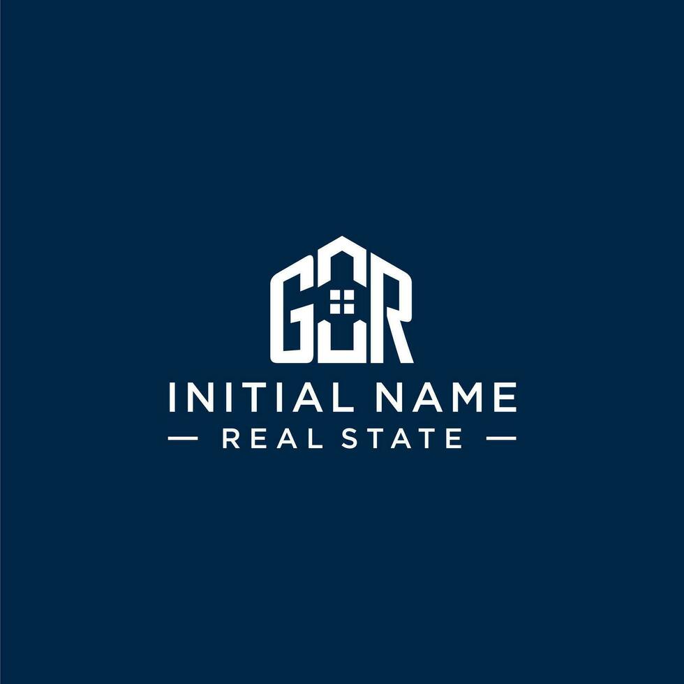 Initial letter GR monogram logo with abstract house shape, simple and modern real estate logo design vector