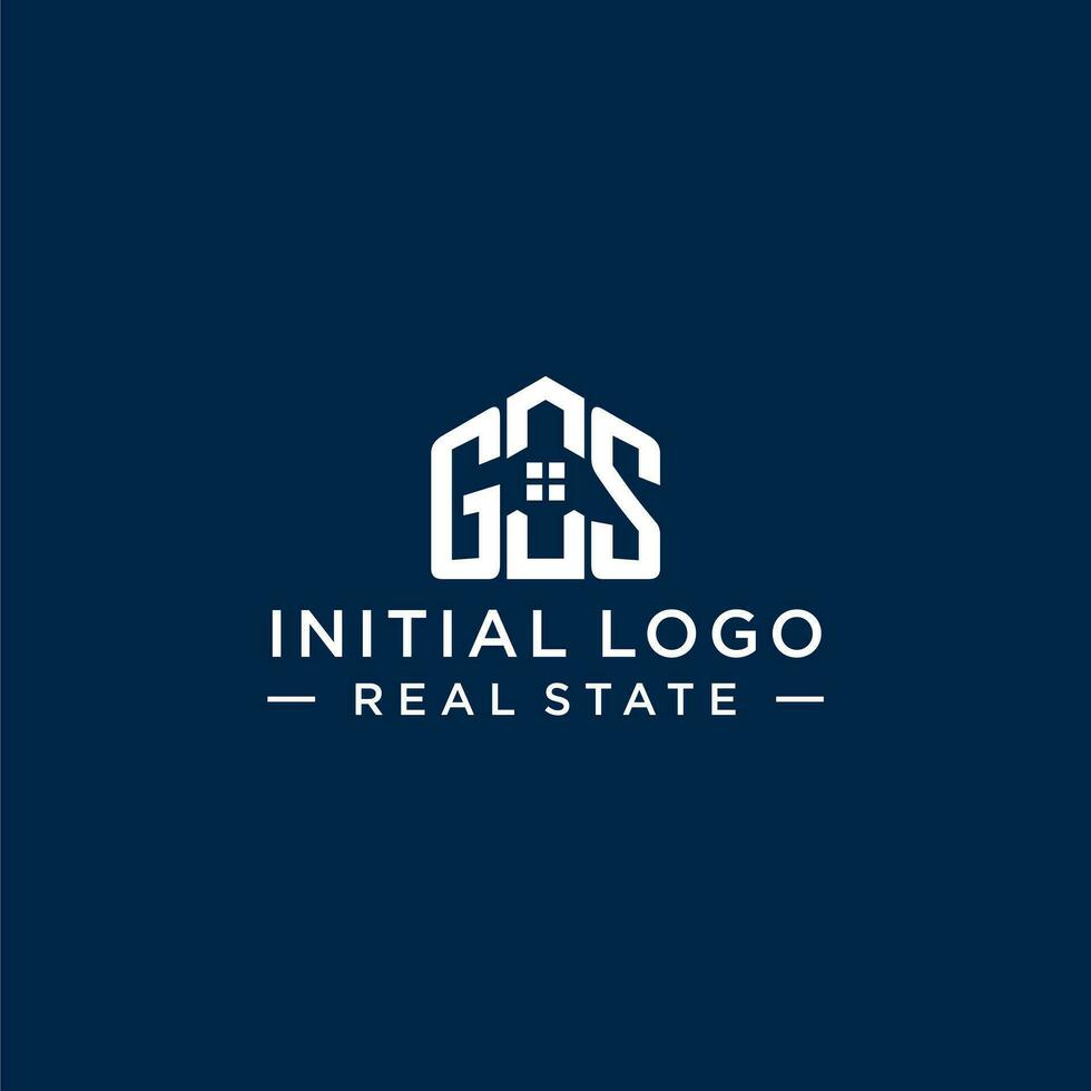 inicial letra gs monograma logo con resumen casa forma, sencillo y moderno real inmuebles logo diseño vector