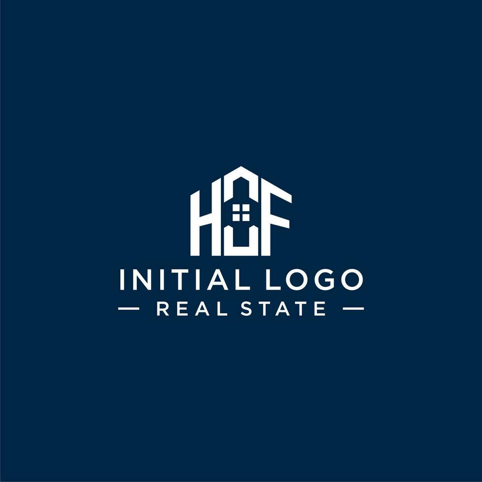 Initial letter HF monogram logo with abstract house shape, simple and modern real estate logo design vector