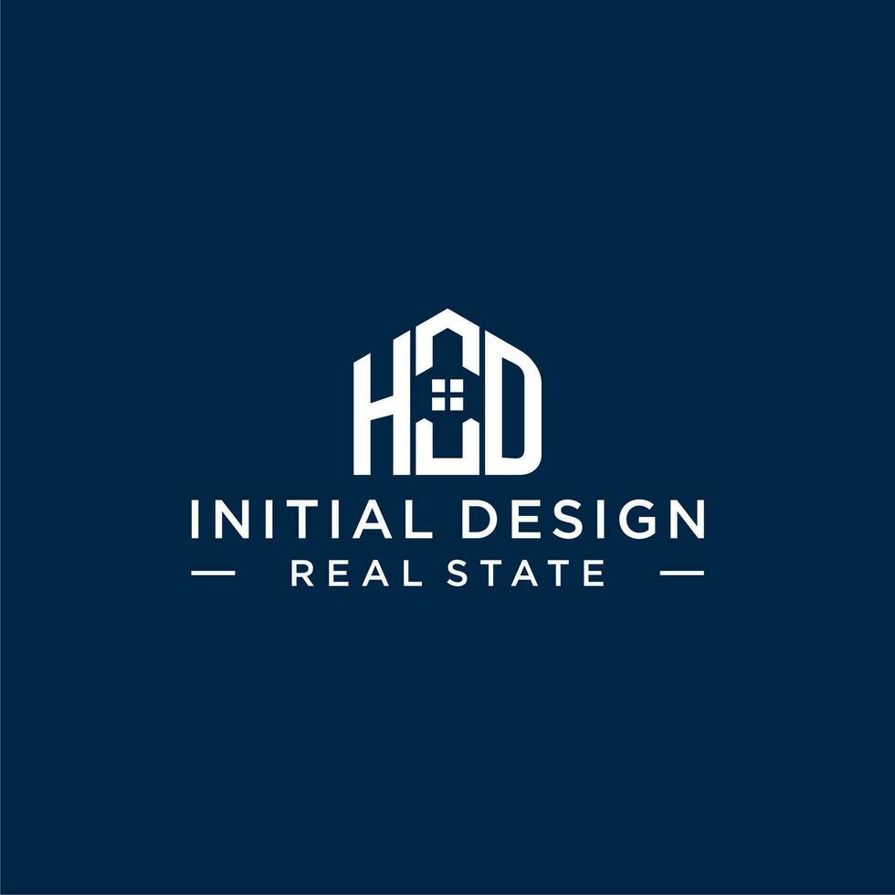 Initial letter HD monogram logo with abstract house shape, simple and modern real estate logo design vector