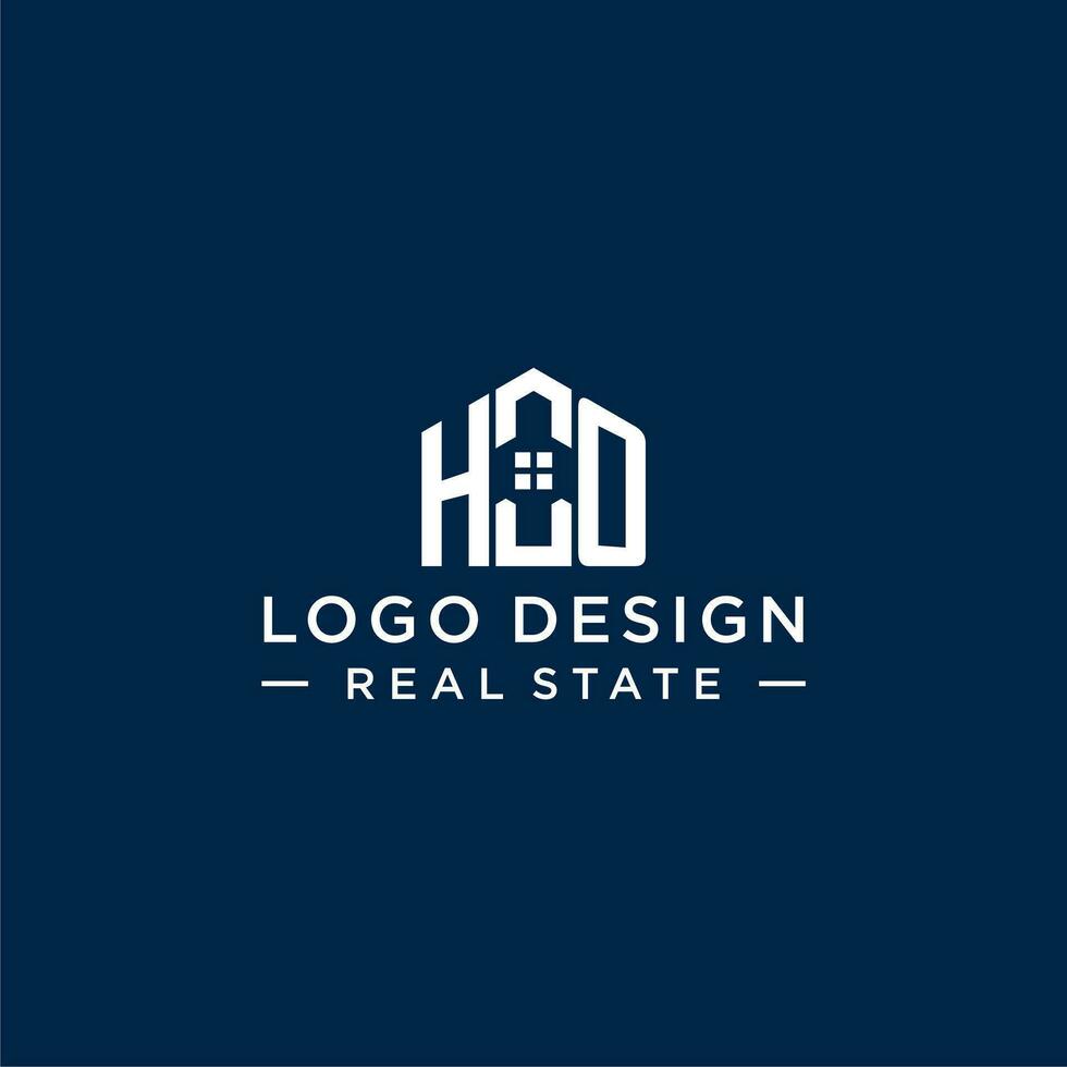 inicial letra Ho monograma logo con resumen casa forma, sencillo y moderno real inmuebles logo diseño vector