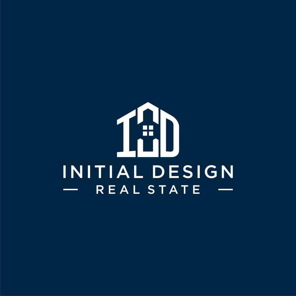 Initial letter ID monogram logo with abstract house shape, simple and modern real estate logo design vector