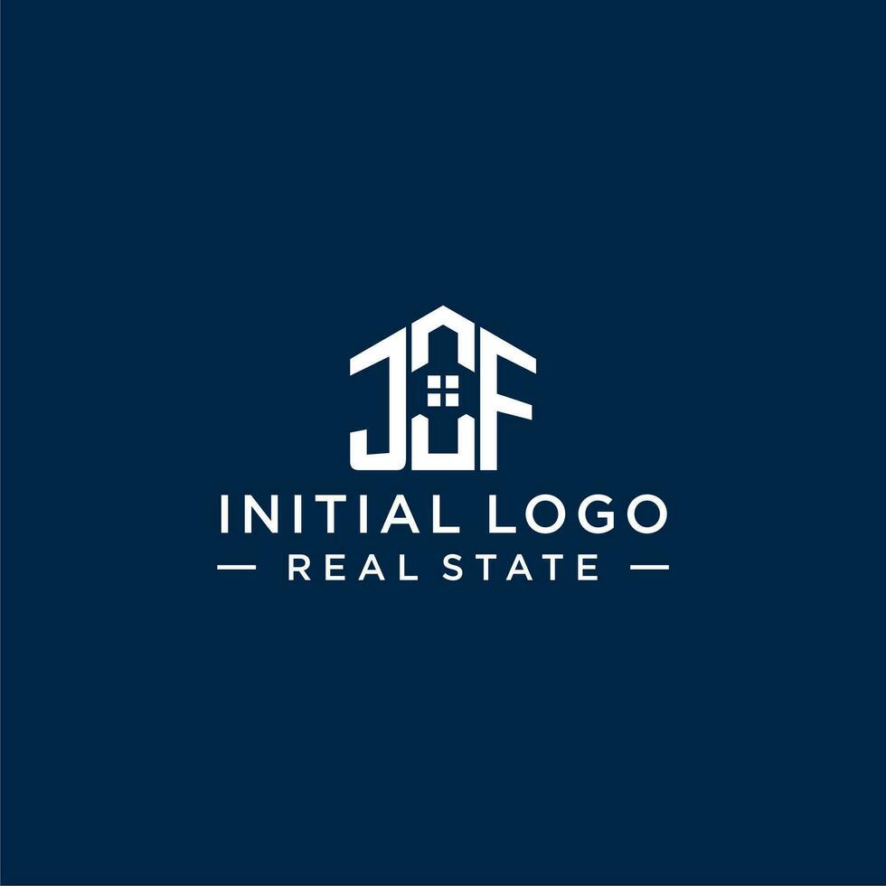 Initial letter JF monogram logo with abstract house shape, simple and modern real estate logo design vector