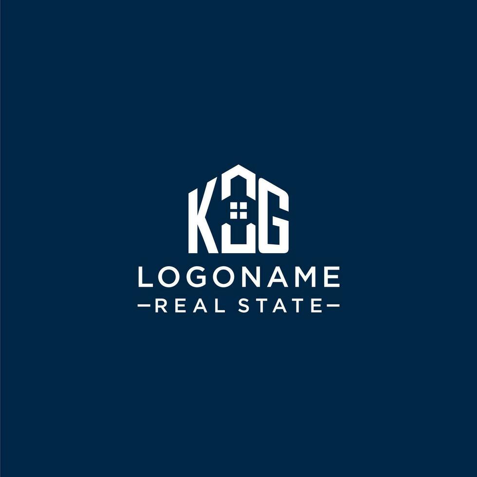 Initial letter KG monogram logo with abstract house shape, simple and modern real estate logo design vector