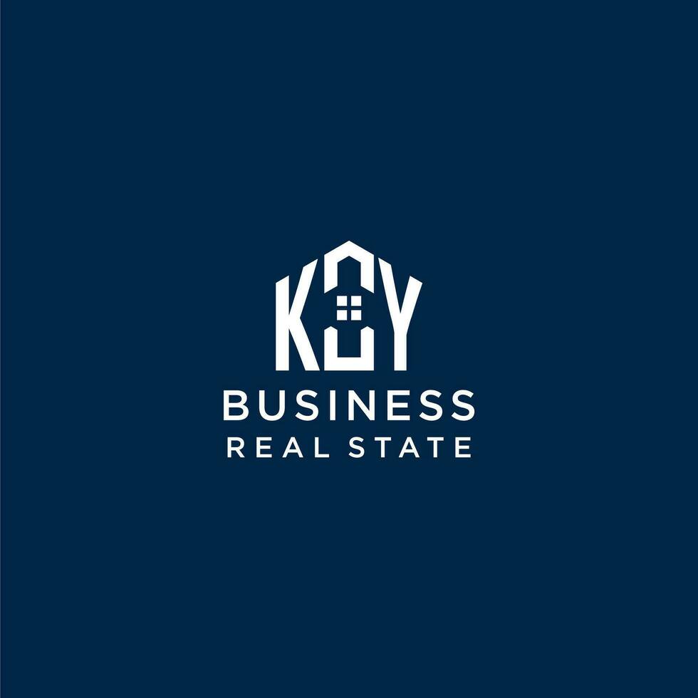 Initial letter KY monogram logo with abstract house shape, simple and modern real estate logo design vector