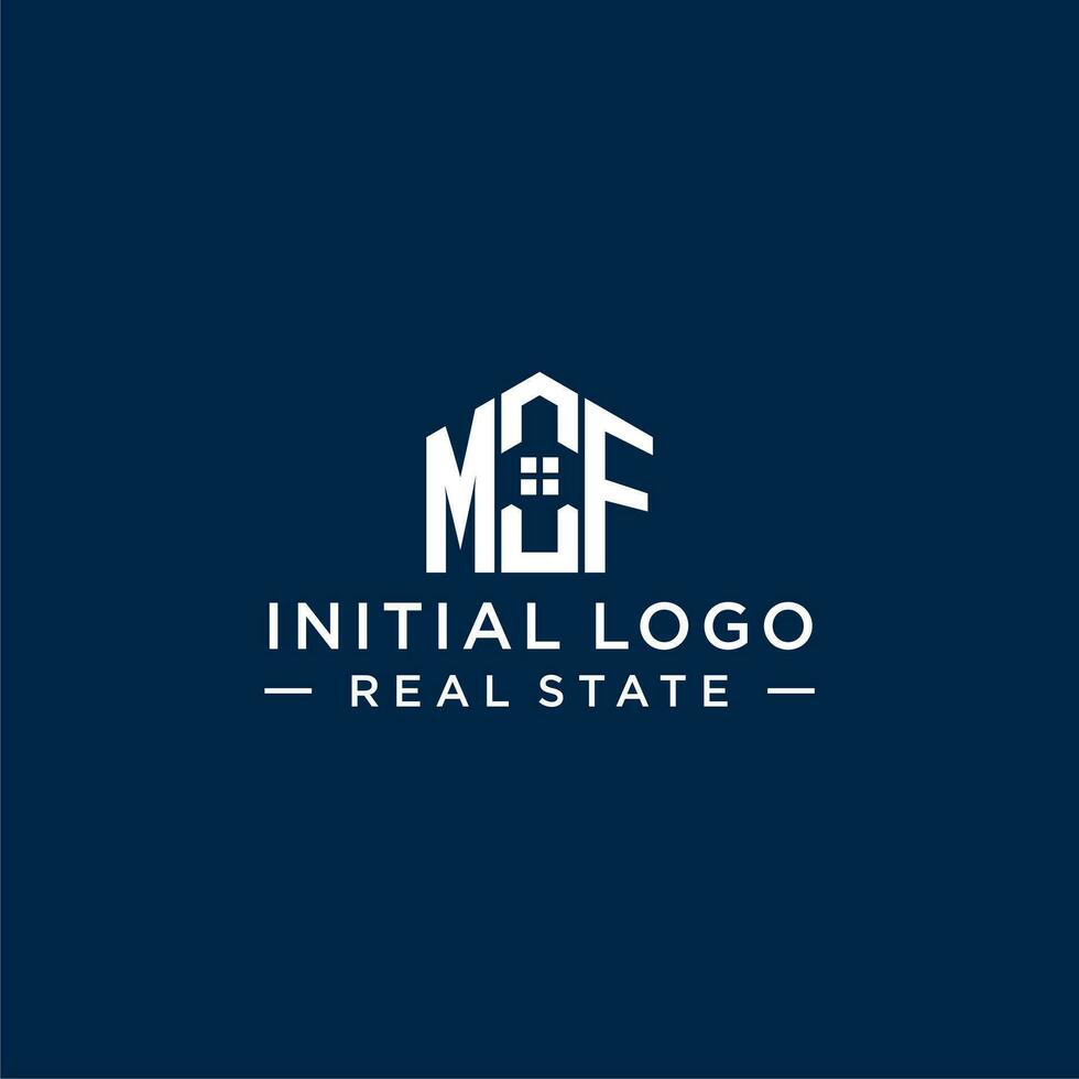 Initial letter MF monogram logo with abstract house shape, simple and modern real estate logo design vector
