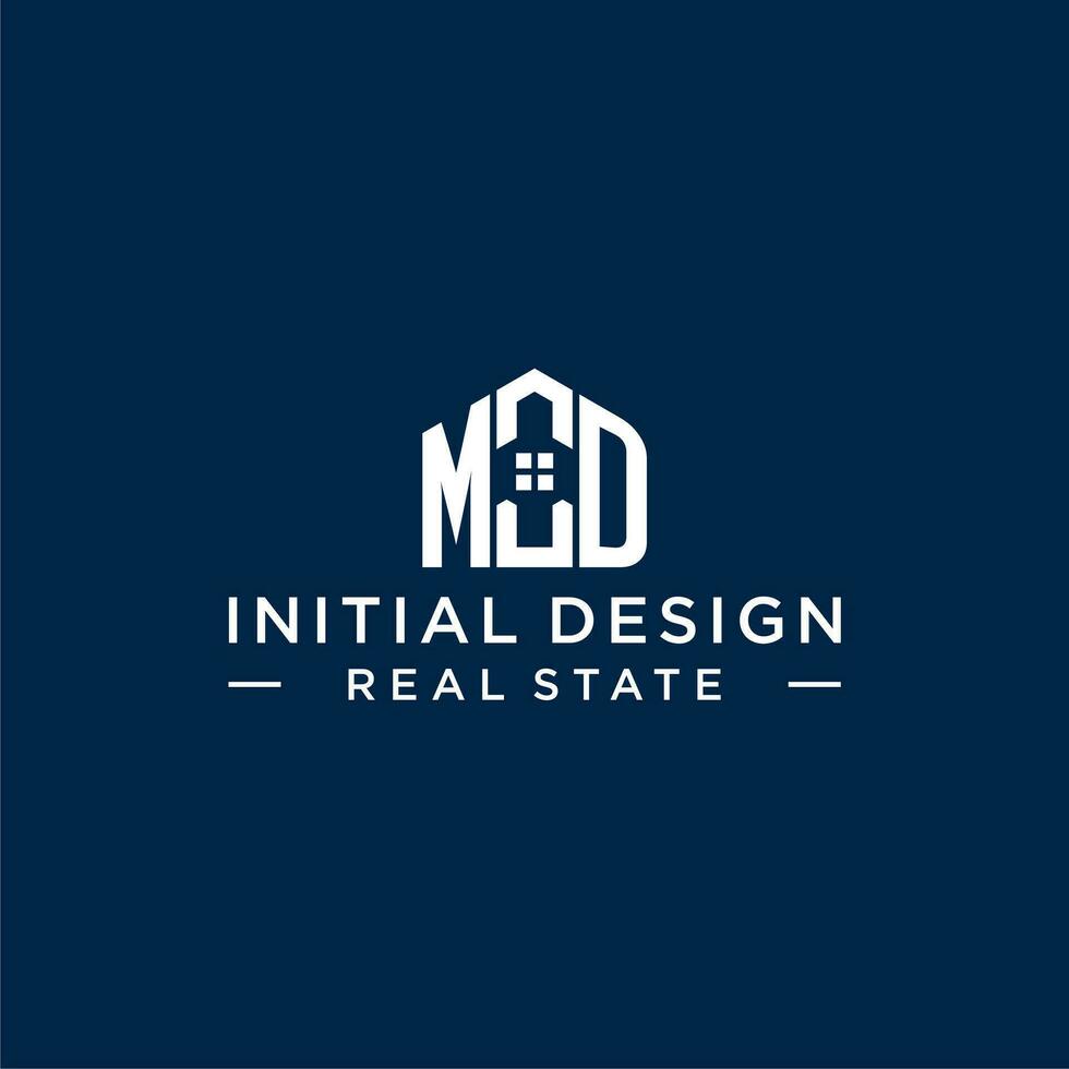Initial letter MD monogram logo with abstract house shape, simple and modern real estate logo design vector