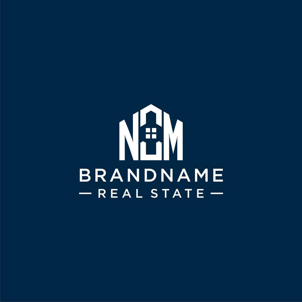 Initial letter NM monogram logo with abstract house shape, simple and modern real estate logo design vector