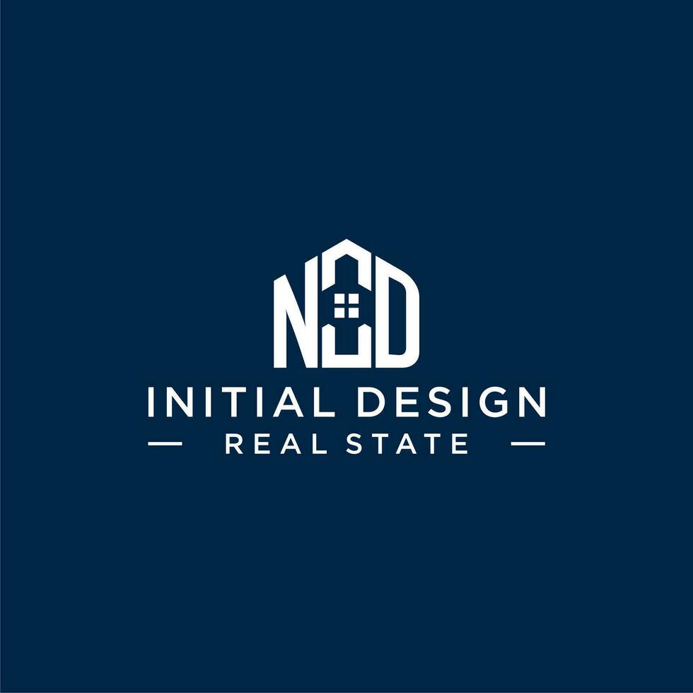Initial letter ND monogram logo with abstract house shape, simple and modern real estate logo design vector