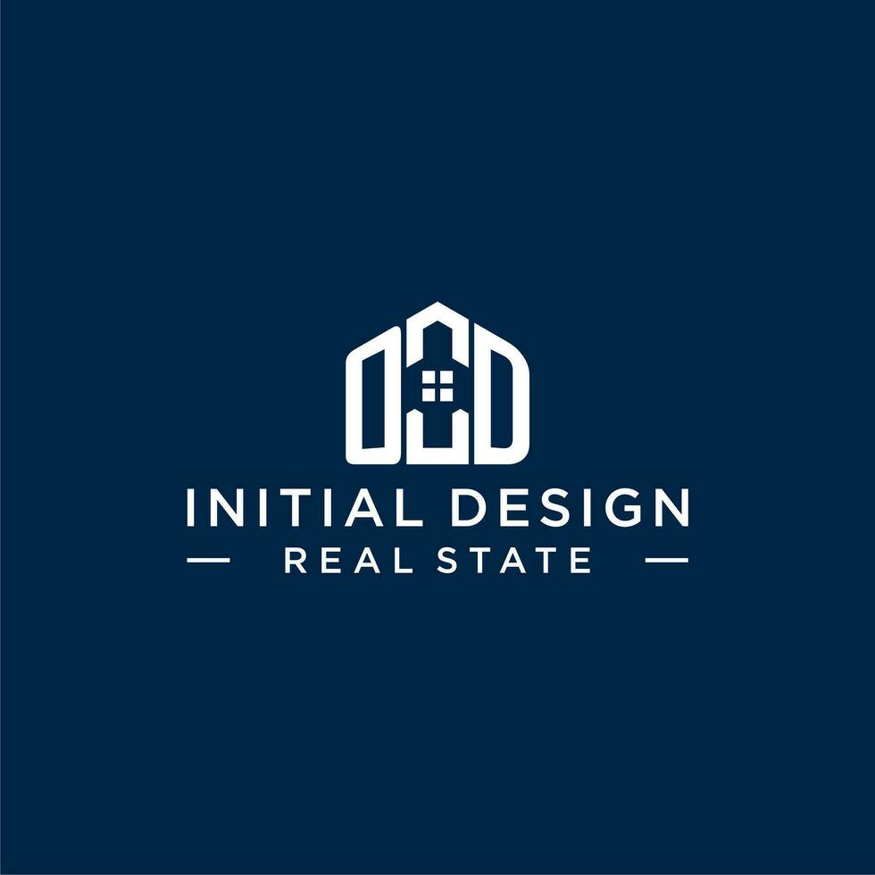 Initial letter OD monogram logo with abstract house shape, simple and modern real estate logo design vector