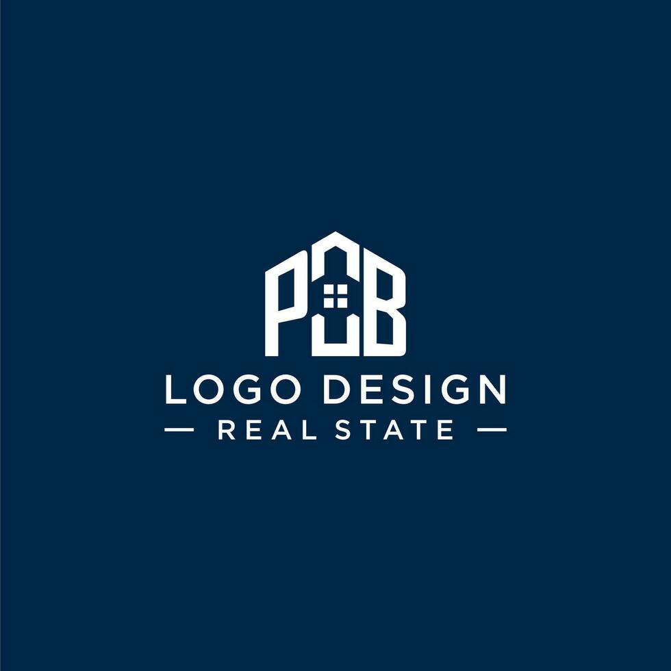 Initial letter PB monogram logo with abstract house shape, simple and modern real estate logo design vector