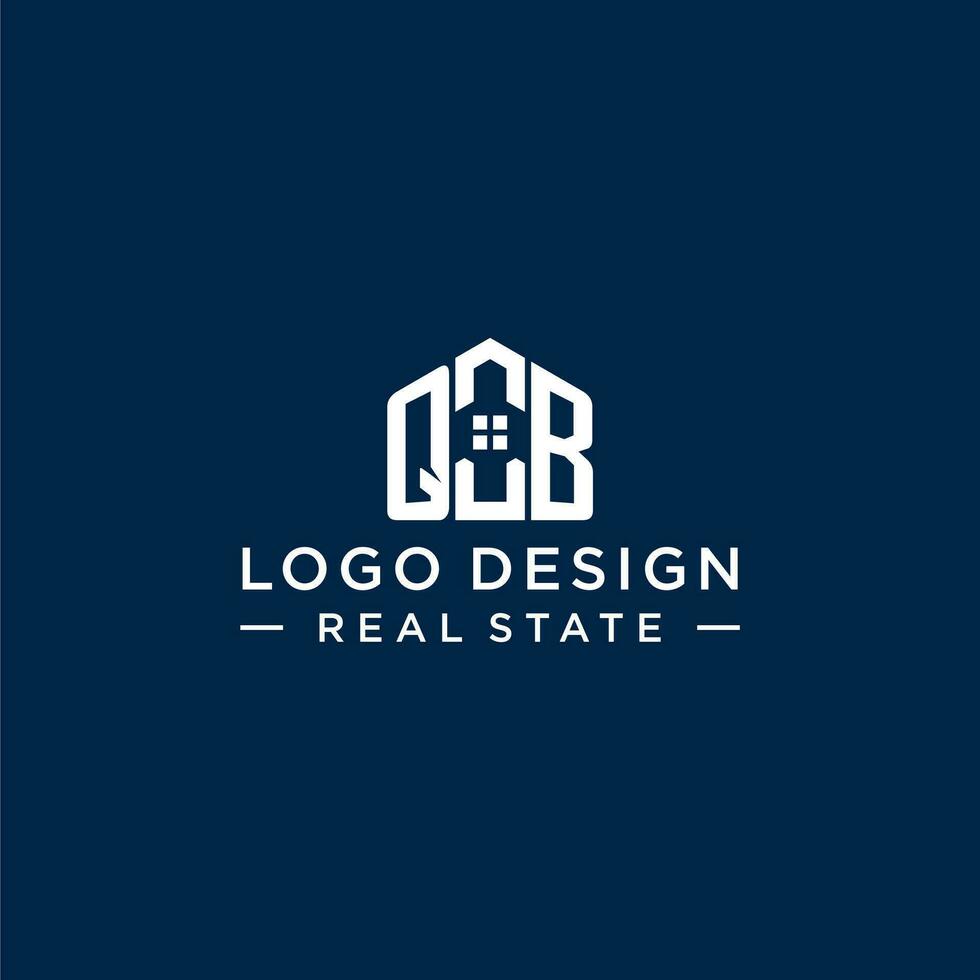 Initial letter QB monogram logo with abstract house shape, simple and modern real estate logo design vector