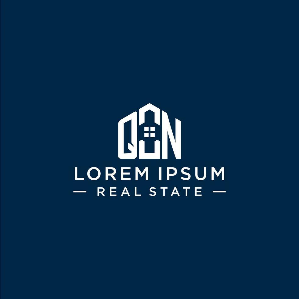 Initial letter QN monogram logo with abstract house shape, simple and modern real estate logo design vector