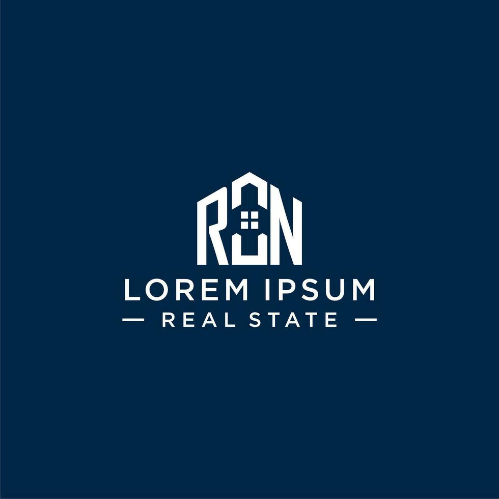 Initial letter RN monogram logo with abstract house shape, simple and modern real estate logo design vector