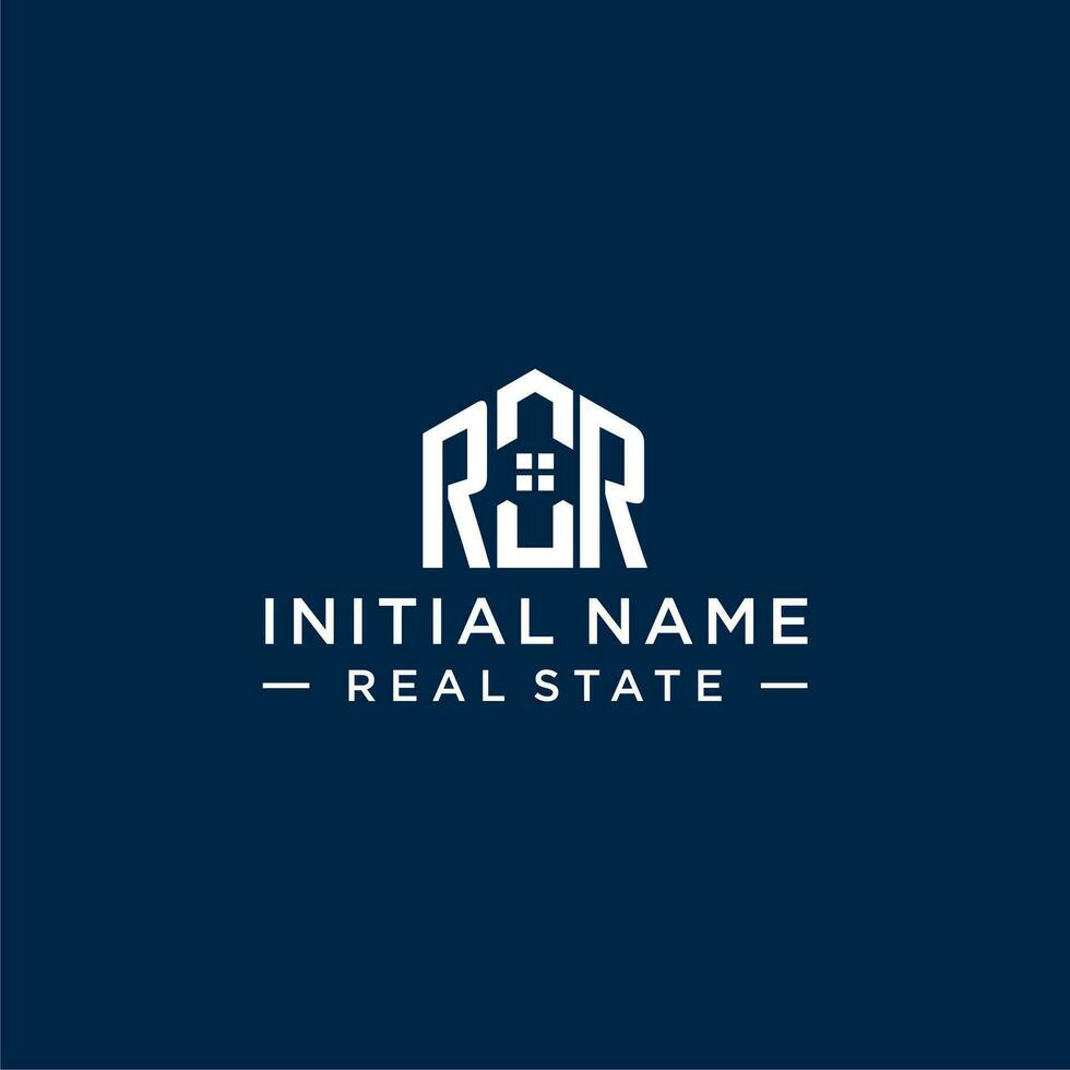 Initial letter RR monogram logo with abstract house shape, simple and modern real estate logo design vector