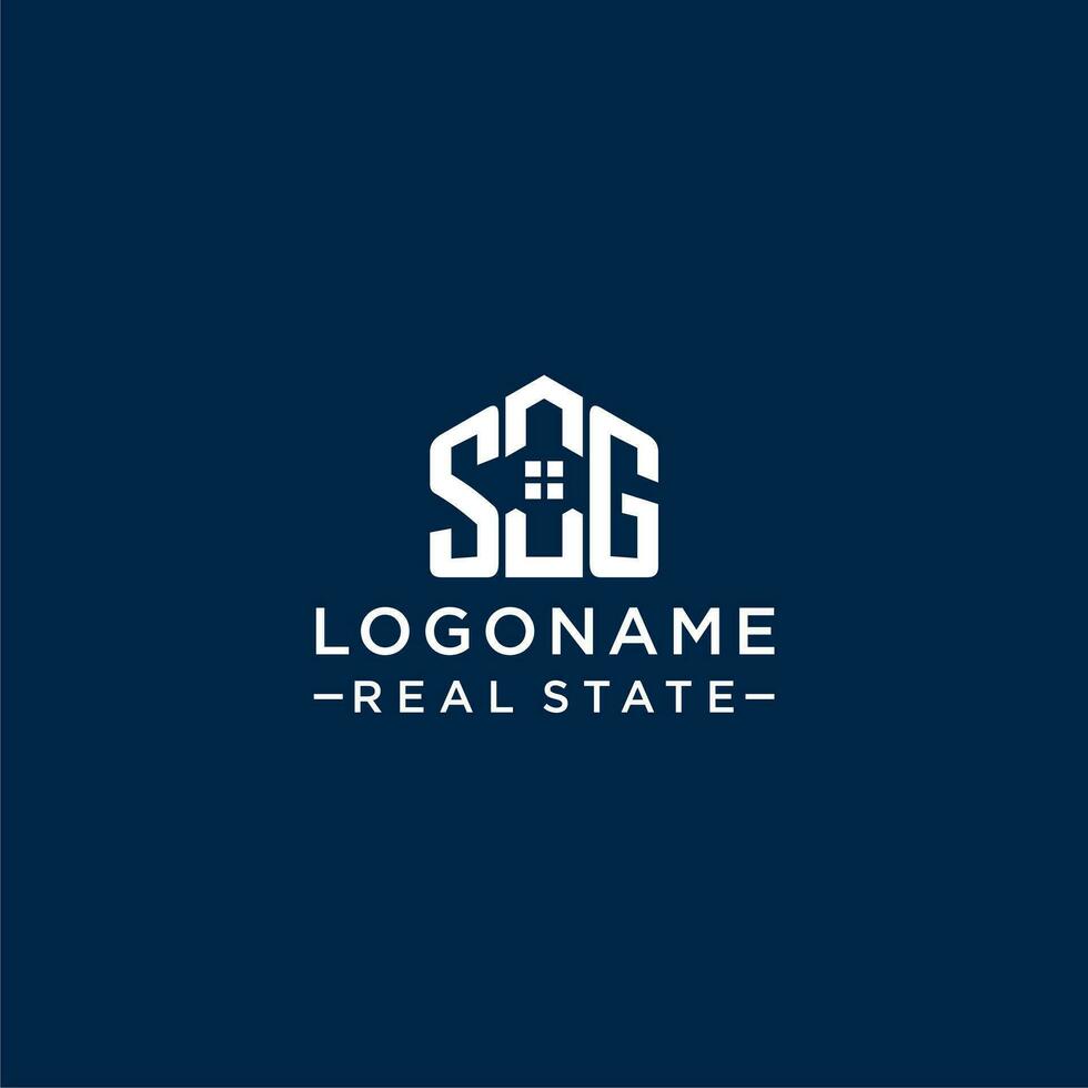 Initial letter SG monogram logo with abstract house shape, simple and modern real estate logo design vector