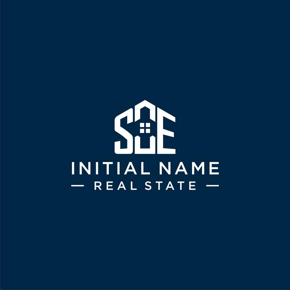 Initial letter SE monogram logo with abstract house shape, simple and modern real estate logo design vector