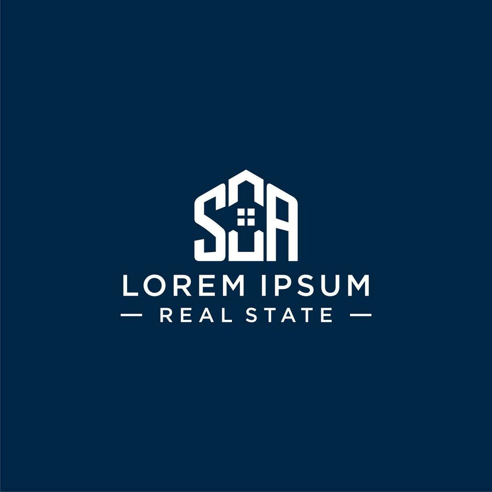 Initial letter SA monogram logo with abstract house shape, simple and modern real estate logo design vector