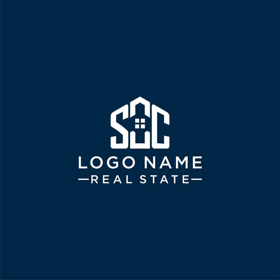 Initial letter SC monogram logo with abstract house shape, simple and modern real estate logo design vector