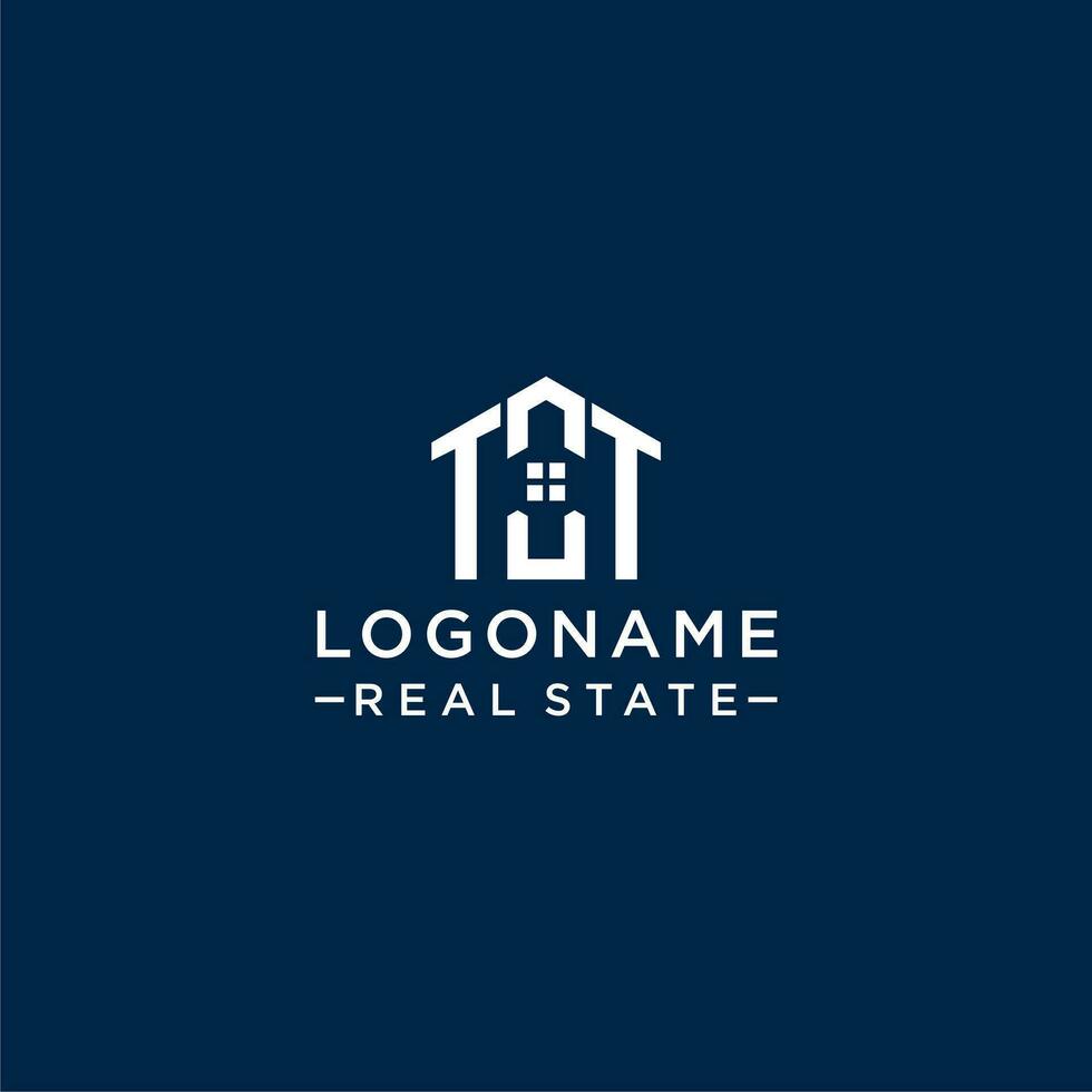 Initial letter TT monogram logo with abstract house shape, simple and modern real estate logo design vector