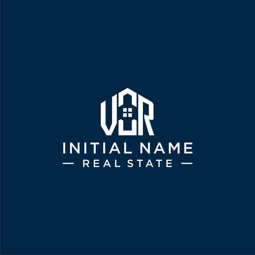 Initial letter VR monogram logo with abstract house shape, simple and modern real estate logo design vector