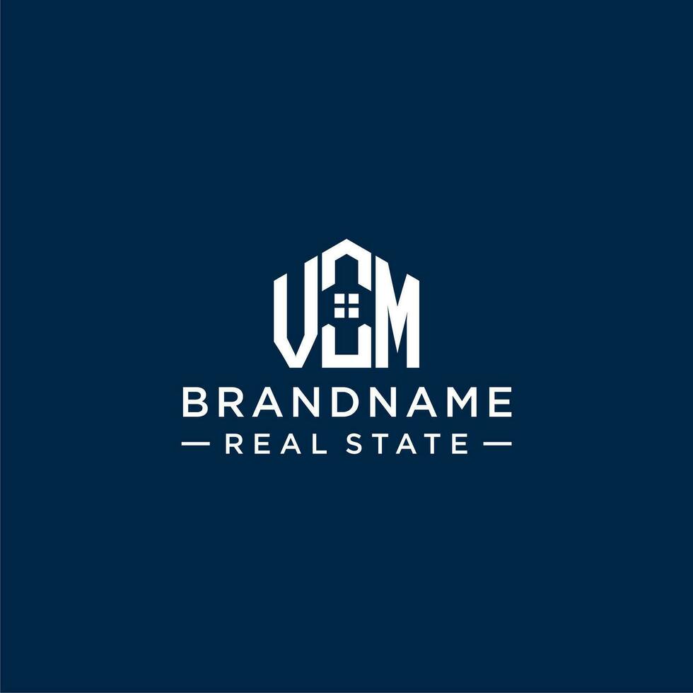 Initial letter VM monogram logo with abstract house shape, simple and modern real estate logo design vector