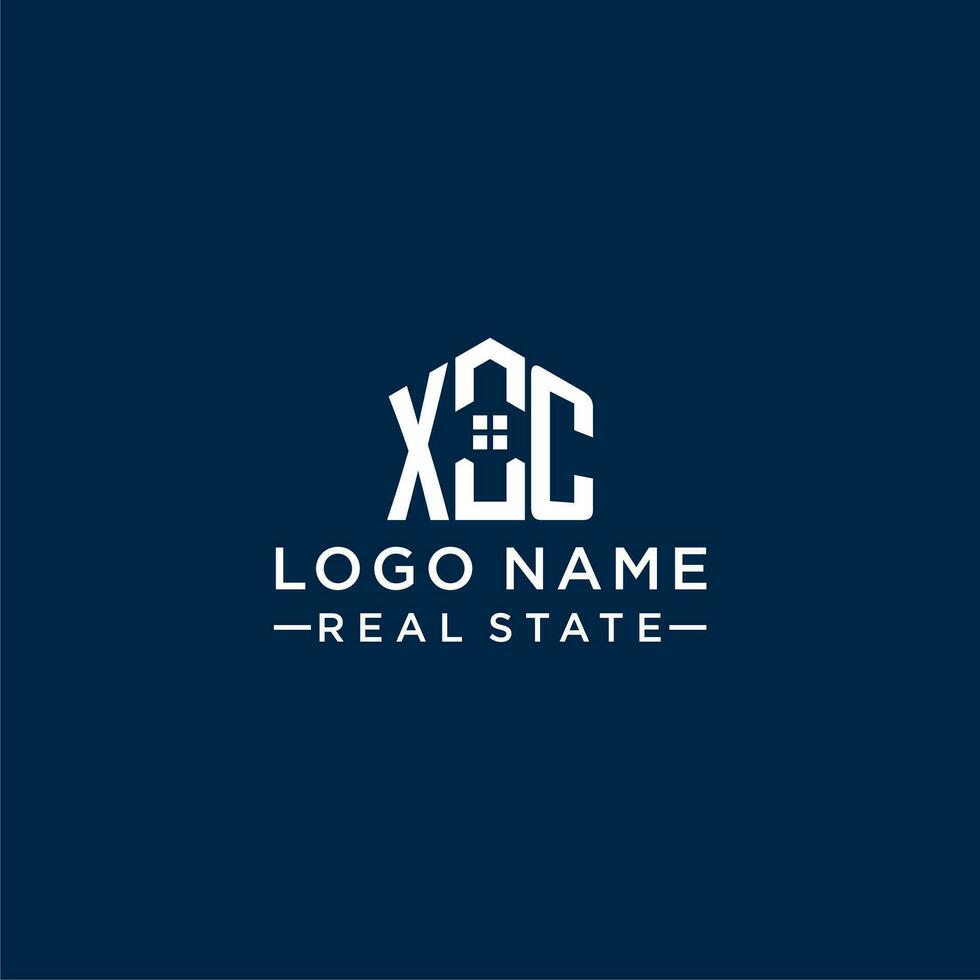 Initial letter XC monogram logo with abstract house shape, simple and modern real estate logo design vector