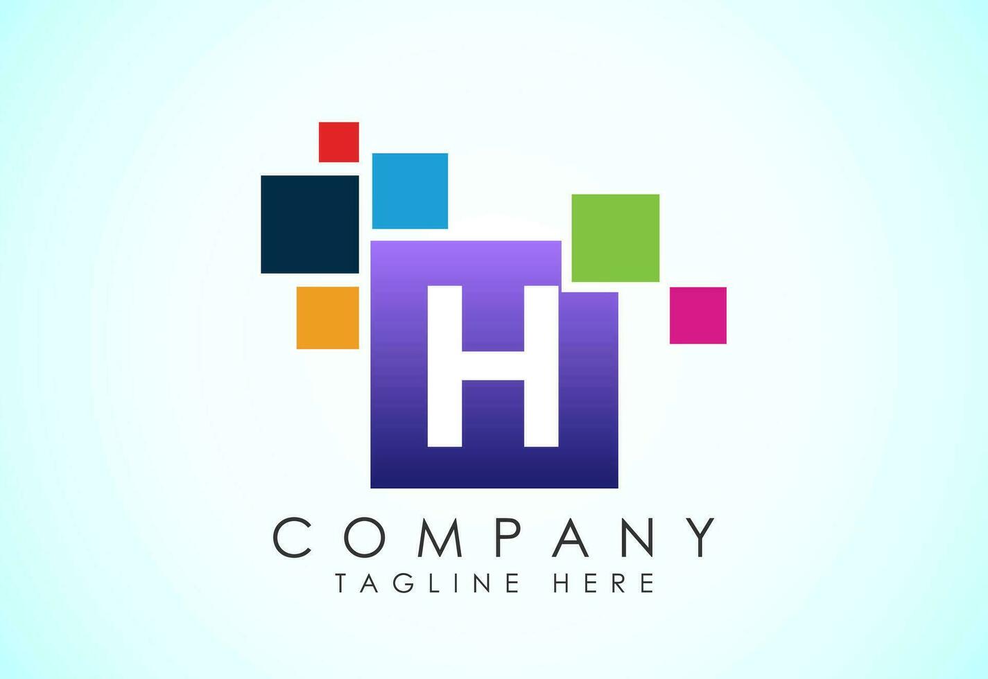 English alphabet H with data pixel. Creative technological modern data pixel logo vector