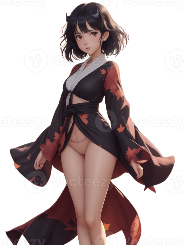 vacker flicka anime png transparent bakgrund ai generativ