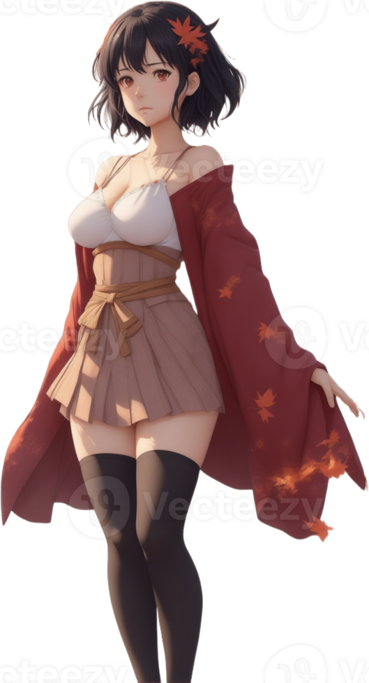 hermoso niña anime png transparente antecedentes ai generativo