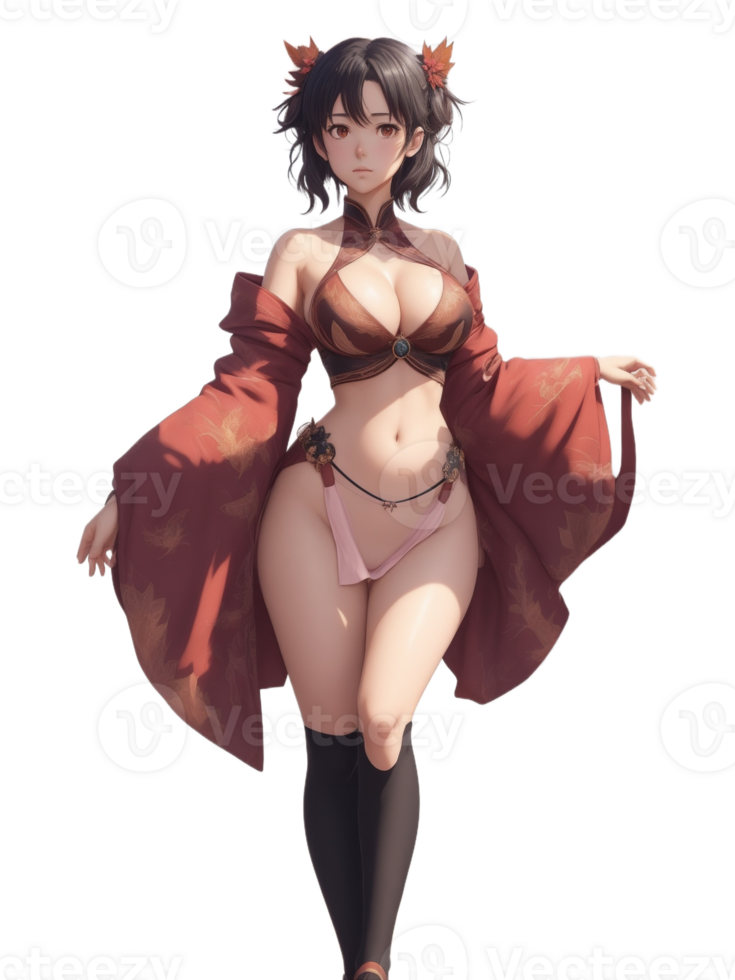 beau fille anime png transparent Contexte ai génératif