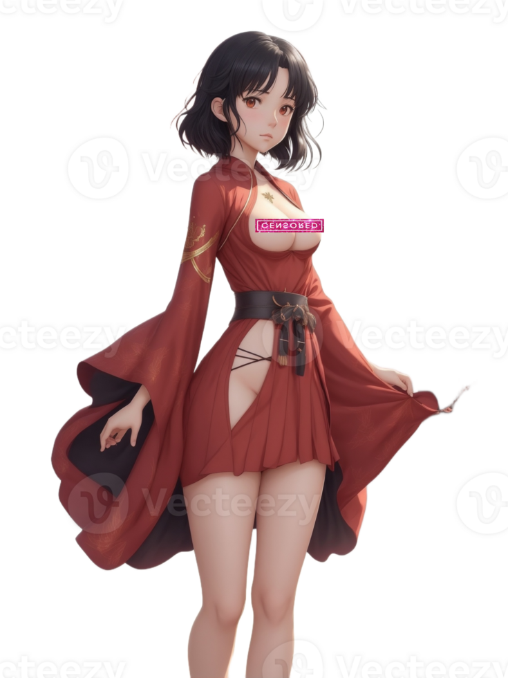 beau fille anime png transparent Contexte ai génératif